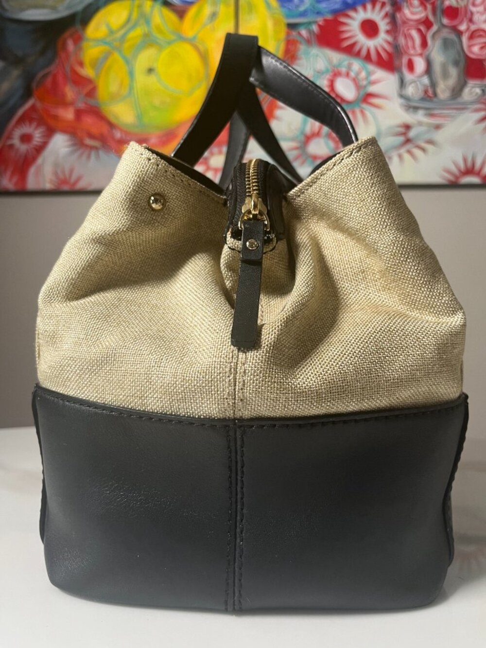 Kate Spade Charlotte Street Large Sloan Black Natural Storybook Satchel - Picture 3 of 14